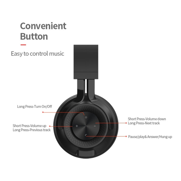 Fingertime P1 Inalámbrico Bluetooth 5.0 Estéreo Orejeras de cuero suave Auriculares plegables Micrófono incorporado para PC / Teléfonos celulares