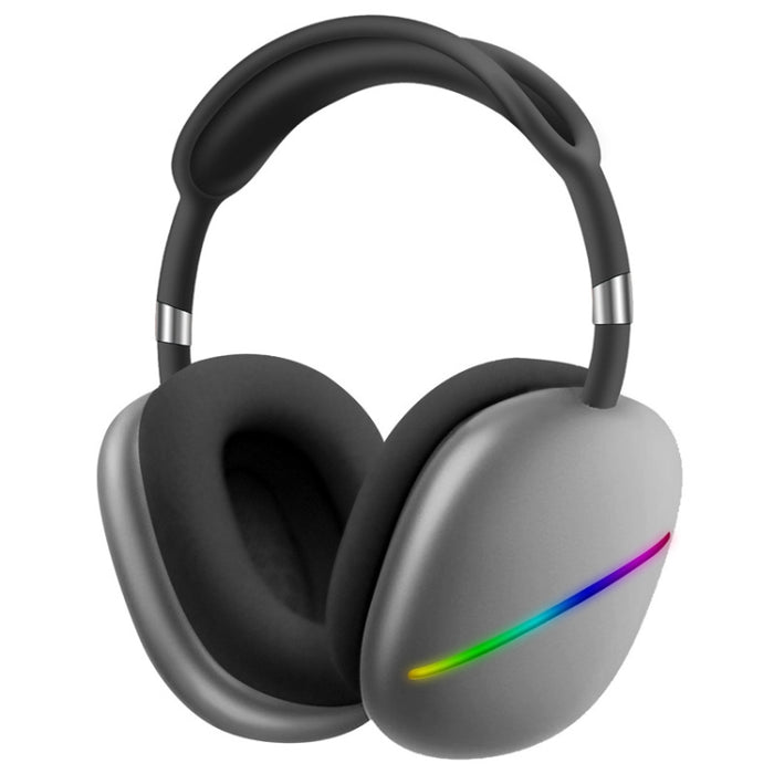 AKZ MAX10 Auriculares de música inalámbricos con Bluetooth RGB montados en la cabeza con micrófono, compatible con tarjeta TF