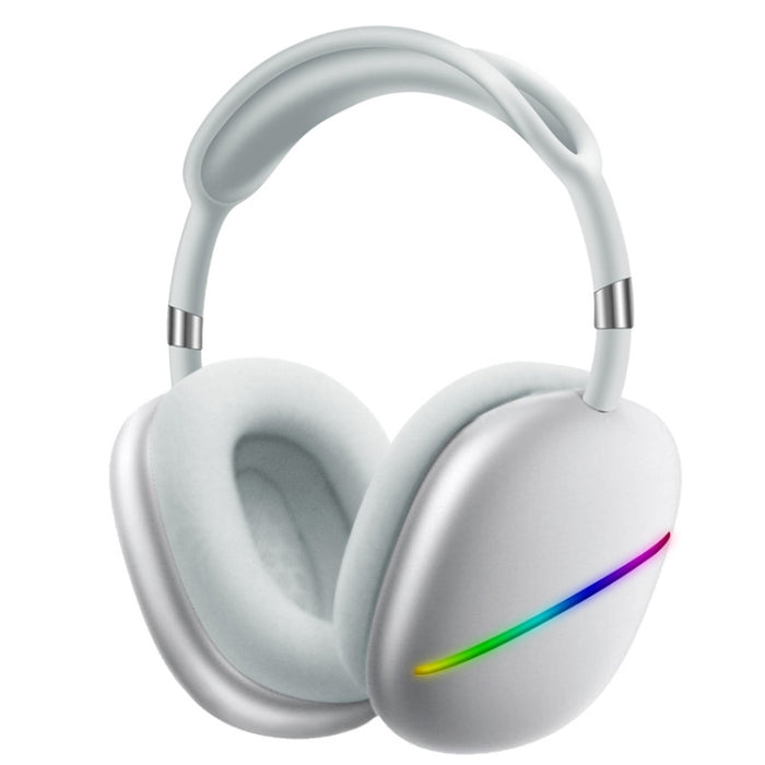 AKZ MAX10 Auriculares de música inalámbricos con Bluetooth RGB montados en la cabeza con micrófono, compatible con tarjeta TF