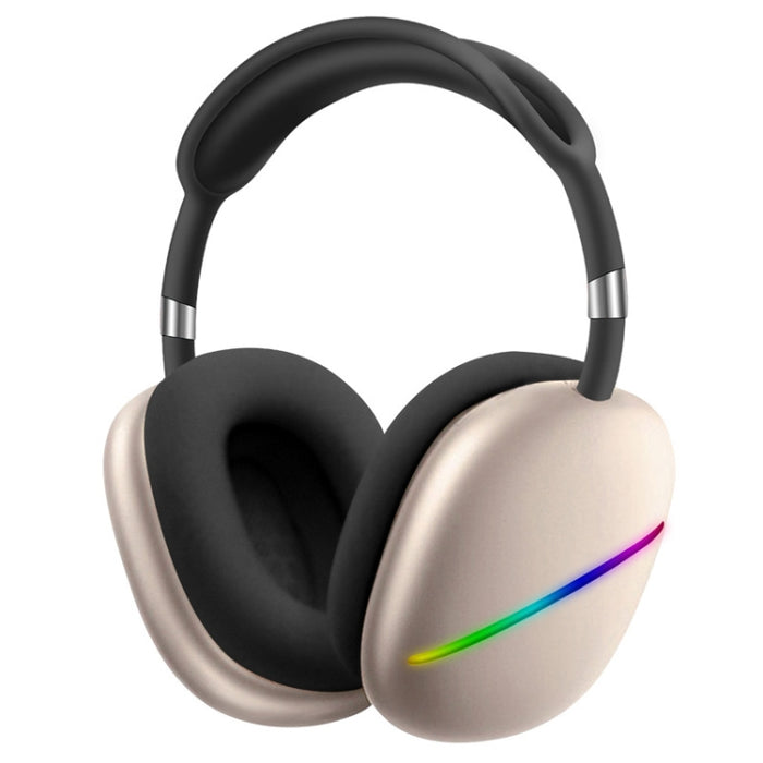 AKZ MAX10 Auriculares de música inalámbricos con Bluetooth RGB montados en la cabeza con micrófono, compatible con tarjeta TF