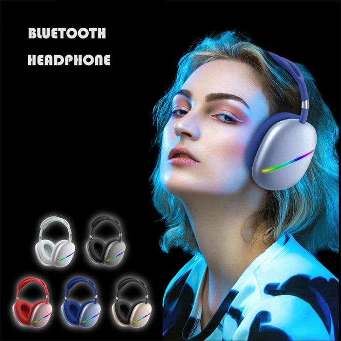 AKZ MAX10 Auriculares de música inalámbricos con Bluetooth RGB montados en la cabeza con micrófono, compatible con tarjeta TF