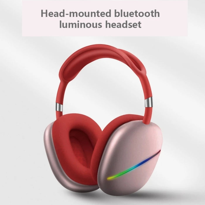 AKZ MAX10 Auriculares de música inalámbricos con Bluetooth RGB montados en la cabeza con micrófono, compatible con tarjeta TF
