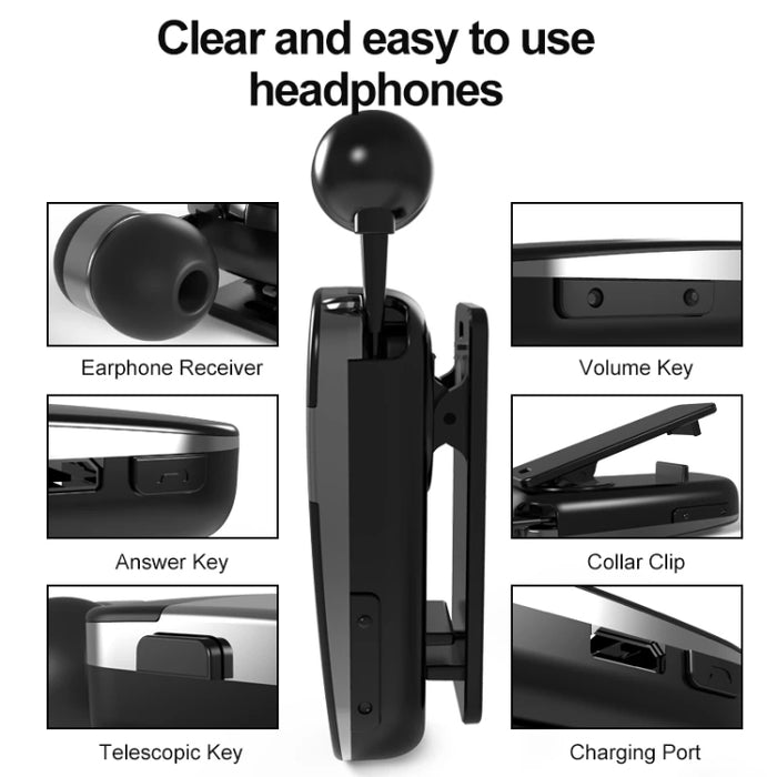 K53 Estéreo Auriculares inalámbricos con Bluetooth Llamadas Recordatorio Vibración Desgaste-Clip Controlador Auriculares Auriculares para teléfono