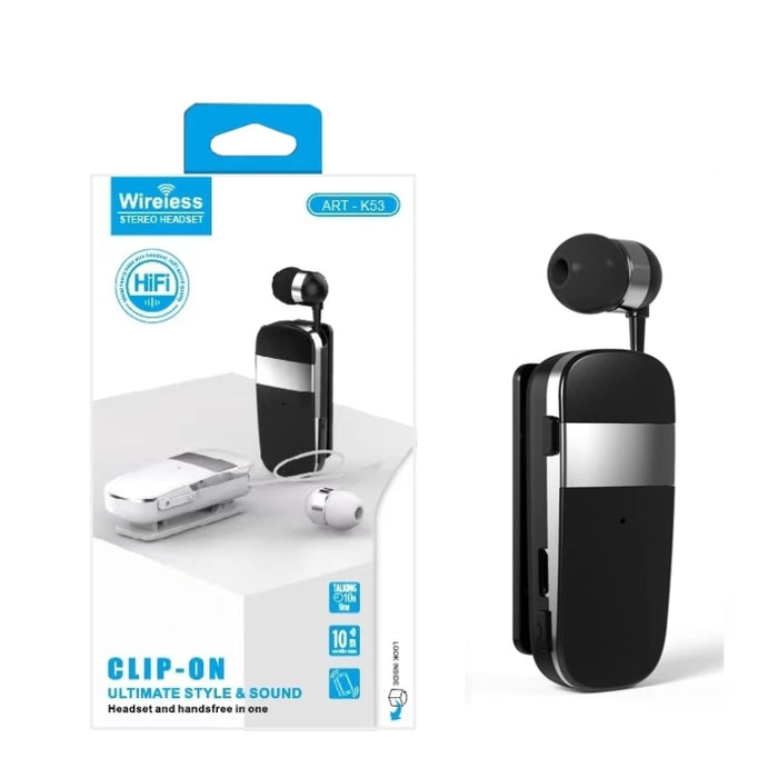 K53 Estéreo Auriculares inalámbricos con Bluetooth Llamadas Recordatorio Vibración Desgaste-Clip Controlador Auriculares Auriculares para teléfono