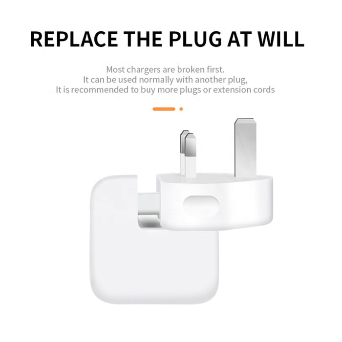 Adaptador de corriente XJ01 de 2 piezas para cargador iPad 10W 12W y cargador serie MacBook, enchufe del Reino Unido