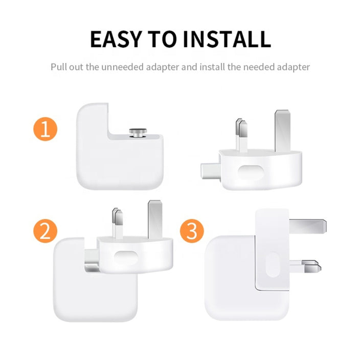 Adaptador de corriente XJ01 de 2 piezas para cargador iPad 10W 12W y cargador serie MacBook, enchufe del Reino Unido