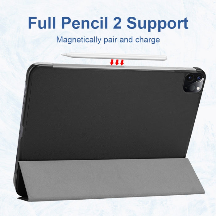 Funda ENKAY de 3 pliegues a prueba de golpes para PC, funda de cuero PU con textura Custer con soporte y función de reposo/activación para iPad Pro 11 2021/2020, For iPad Pro 11 2022 / 2021 / 2020