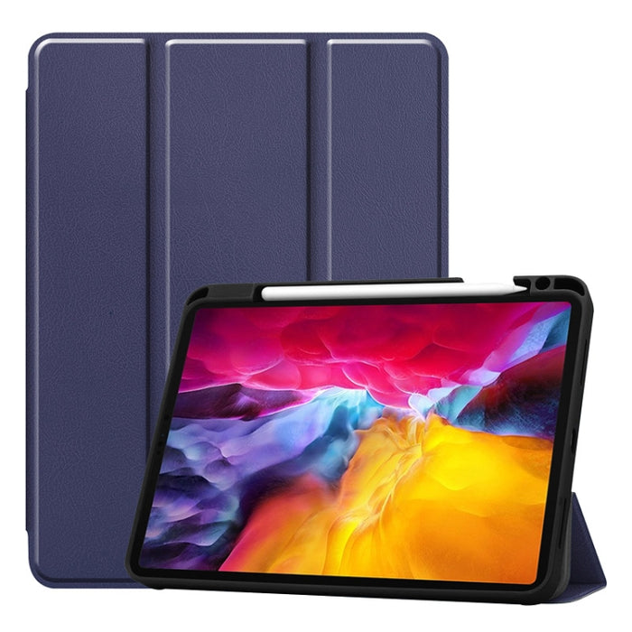 ENKAY Funda de TPU a prueba de golpes con 3 pliegues Funda de cuero de PU con textura Custer con ranura para lápiz y soporte y función de reposo / activación para iPad Pro 11 2021/2020