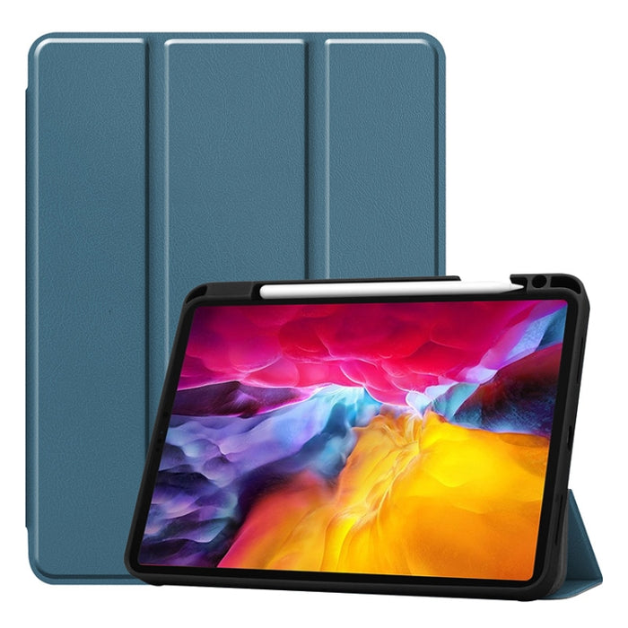 ENKAY Funda de TPU a prueba de golpes con 3 pliegues Funda de cuero de PU con textura Custer con ranura para lápiz y soporte y función de reposo / activación para iPad Pro 11 2021/2020