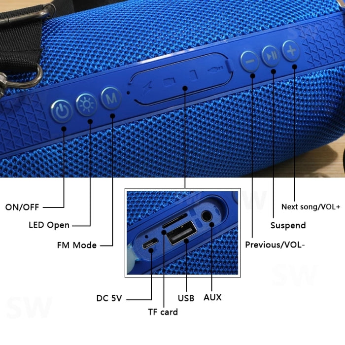 T&G TG192 LED Luz intermitente Bajo inalámbrico portátil Altavoz estéreo 3D Bluetooth, compatible con tarjeta FM / TF / USB