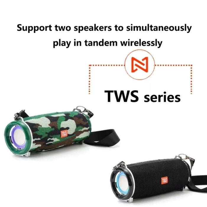T&G TG192 LED Luz intermitente Bajo inalámbrico portátil Altavoz estéreo 3D Bluetooth, compatible con tarjeta FM / TF / USB