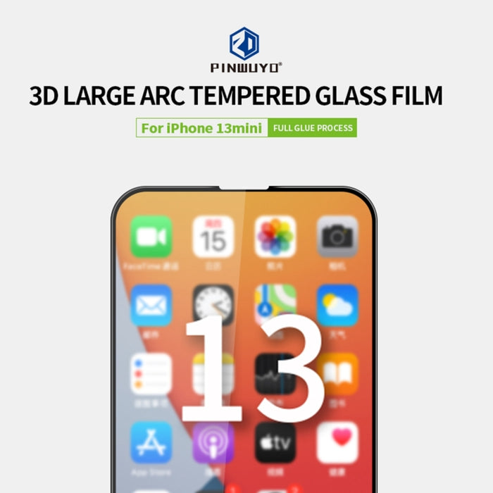 PINWUYO 9H 3D Película de vidrio templado a prueba de explosiones de pantalla completa curvada, For iPhone 13 mini, For iPhone 13 / 13 Pro, For iPhone 13 Pro Max