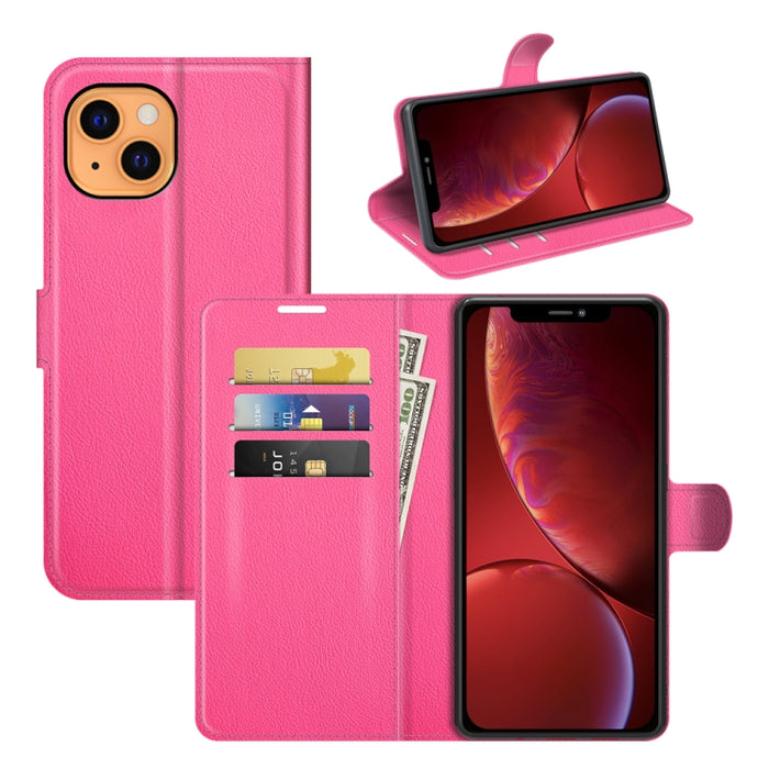 Para iPhone 13 Litchi Texture Funda protectora con tapa horizontal con soporte y ranuras para tarjetas y billetera, For iPhone 13
