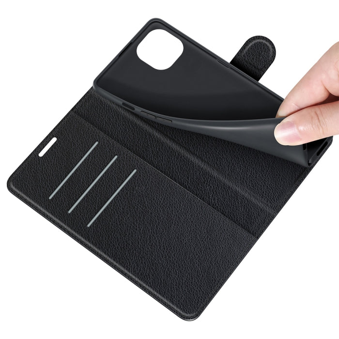 Para iPhone 13 mini Litchi Texture Funda protectora con tapa horizontal con soporte y ranuras para tarjetas y billetera, For iPhone 13 mini