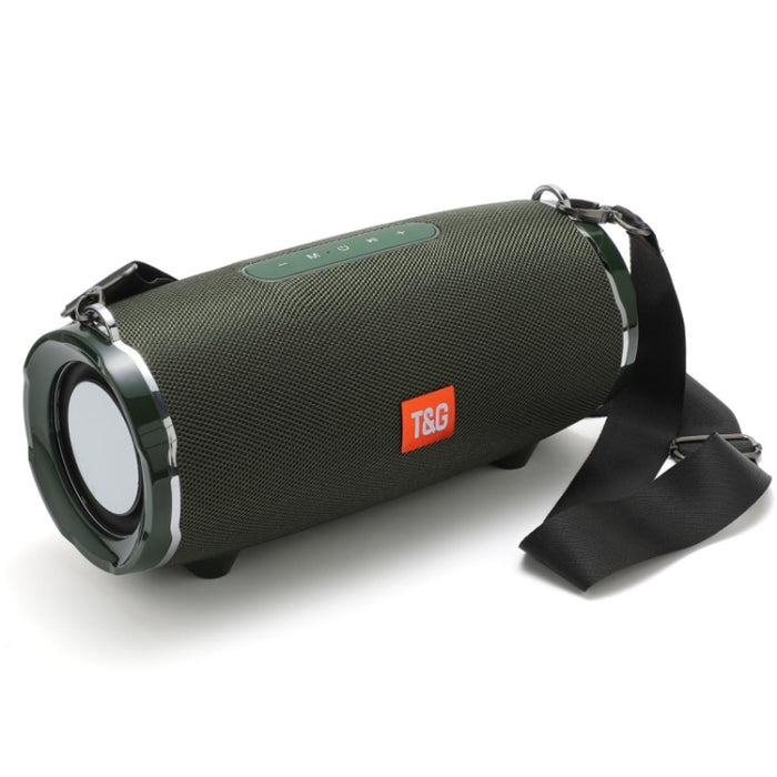 T&G TG187 Altavoz Bluetooth envolvente de bajos inalámbrico portátil a prueba de agua con correa para el hombro, compatible con tarjeta FM / TF