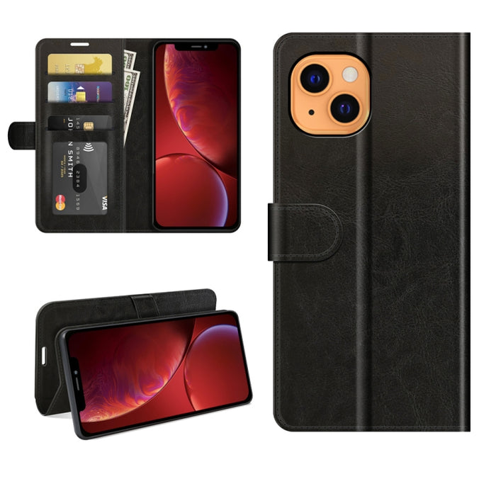 R64 Texture Funda protectora con tapa horizontal única con soporte y ranuras para tarjetas y billetera y marco de fotos para iPhone 13