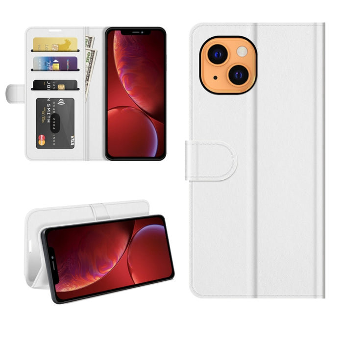 R64 Texture Funda protectora con tapa horizontal única con soporte y ranuras para tarjetas y billetera y marco de fotos para iPhone 13