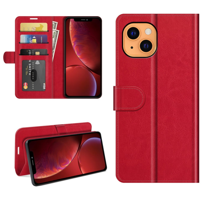 R64 Texture Funda protectora con tapa horizontal única con soporte y ranuras para tarjetas y billetera y marco de fotos para iPhone 13