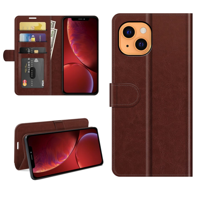 R64 Texture Funda protectora con tapa horizontal única con soporte y ranuras para tarjetas y billetera y marco de fotos para iPhone 13