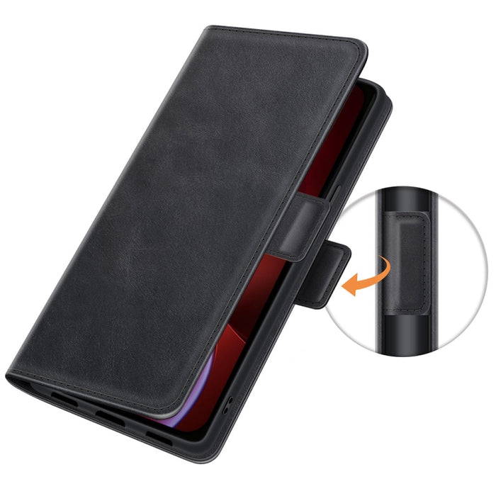 Estuche de cuero con tapa horizontal con hebilla magnética de doble cara con soporte y ranuras para tarjetas y billetera para iPhone 13 mini