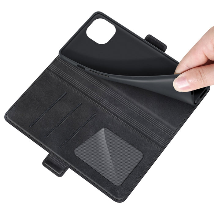 Estuche de cuero con tapa horizontal con hebilla magnética de doble cara con soporte y ranuras para tarjetas y billetera para iPhone 13 mini