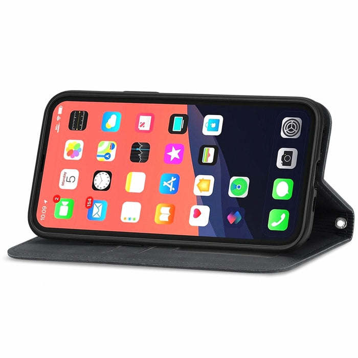 Retro Skin Feel Business Funda de cuero con tapa horizontal magnética con soporte y ranuras para tarjetas y billetera y marco de fotos, For iPhone 13 Pro Max, For  iPhone 13 Pro, For iPhone 13, For iPhone 13 mini
