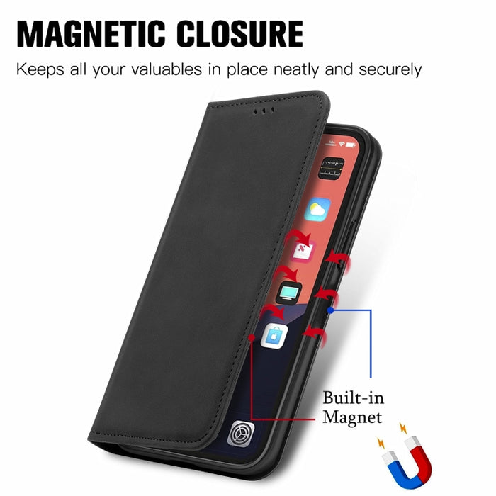 Retro Skin Feel Business Funda de cuero con tapa horizontal magnética con soporte y ranuras para tarjetas y billetera y marco de fotos, For iPhone 13 Pro Max, For  iPhone 13 Pro, For iPhone 13, For iPhone 13 mini