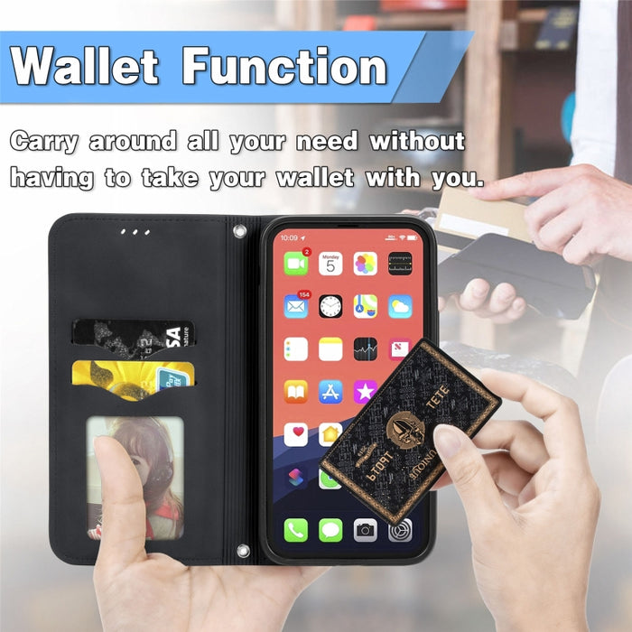 Retro Skin Feel Business Funda de cuero con tapa horizontal magnética con soporte y ranuras para tarjetas y billetera y marco de fotos, For iPhone 13 Pro Max, For  iPhone 13 Pro, For iPhone 13, For iPhone 13 mini
