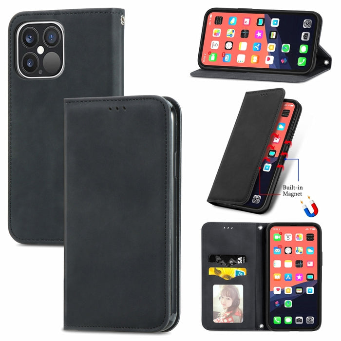 Retro Skin Feel Business Funda de cuero con tapa horizontal magnética con soporte y ranuras para tarjetas y billetera y marco de fotos, For iPhone 13 Pro Max, For  iPhone 13 Pro, For iPhone 13, For iPhone 13 mini
