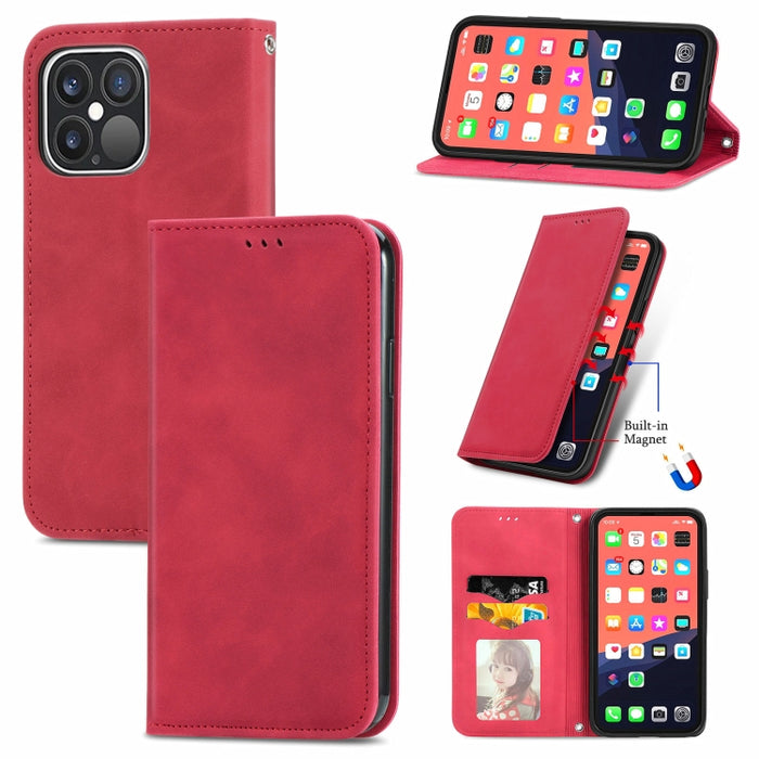Retro Skin Feel Business Funda de cuero con tapa horizontal magnética con soporte y ranuras para tarjetas y billetera y marco de fotos, For iPhone 13 Pro Max, For  iPhone 13 Pro, For iPhone 13, For iPhone 13 mini