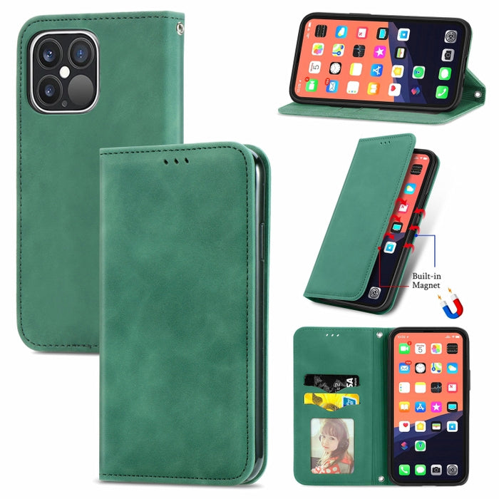 Retro Skin Feel Business Funda de cuero con tapa horizontal magnética con soporte y ranuras para tarjetas y billetera y marco de fotos, For iPhone 13 Pro Max, For  iPhone 13 Pro, For iPhone 13, For iPhone 13 mini