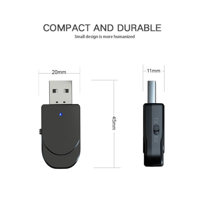 KN330 2 en 1 USB Bluetooth 5.0 Adaptador Receptor Inalámbrico Transmisor para Computadora TV Coche