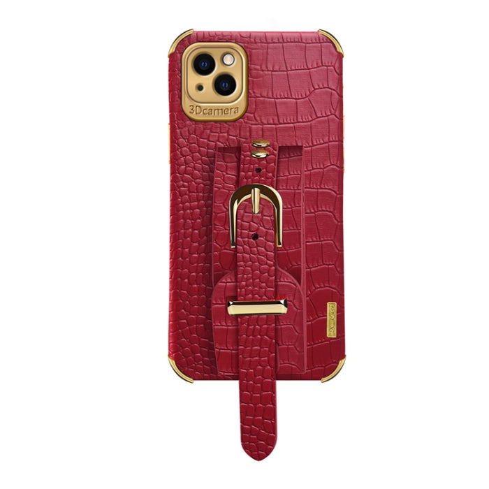 Estuche de cuero con patrón de cocodrilo de TPU electrochapado con correa para la muñeca, For iPhone 13 Pro Max, For iPhone 13 Pro, For iPhone 13, For iPhone 13 mini
