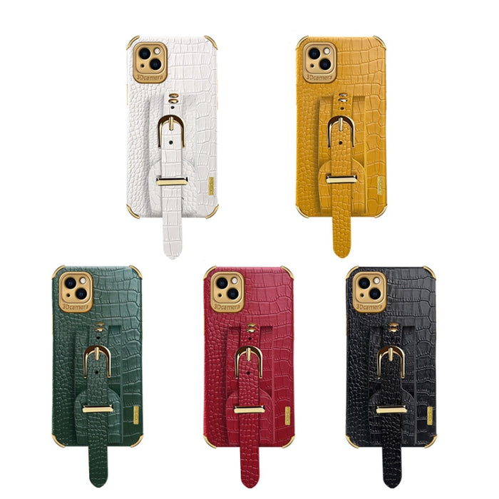 Estuche de cuero con patrón de cocodrilo de TPU electrochapado con correa para la muñeca, For iPhone 13 Pro Max, For iPhone 13 Pro, For iPhone 13, For iPhone 13 mini