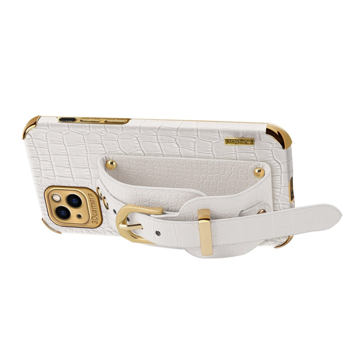 Estuche de cuero con patrón de cocodrilo de TPU electrochapado con correa para la muñeca, For iPhone 13 Pro Max, For iPhone 13 Pro, For iPhone 13, For iPhone 13 mini