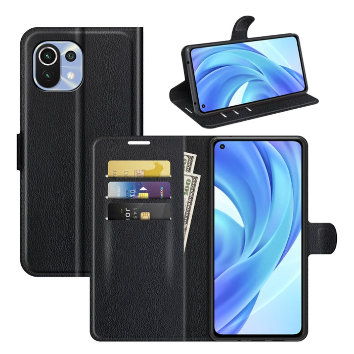 Para Xiaomi Mi 11 Lite Litchi Texture Funda protectora con tapa horizontal con soporte y ranuras para tarjetas y billetera, For Xiaomi Mi 11 Lite