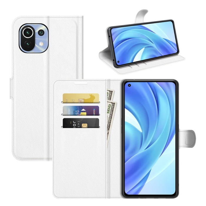 Para Xiaomi Mi 11 Lite Litchi Texture Funda protectora con tapa horizontal con soporte y ranuras para tarjetas y billetera, For Xiaomi Mi 11 Lite