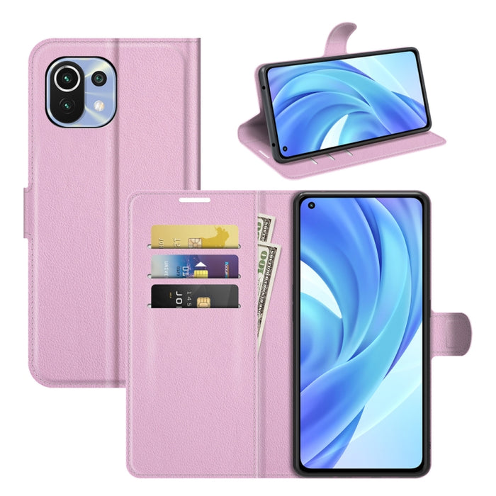 Para Xiaomi Mi 11 Lite Litchi Texture Funda protectora con tapa horizontal con soporte y ranuras para tarjetas y billetera, For Xiaomi Mi 11 Lite