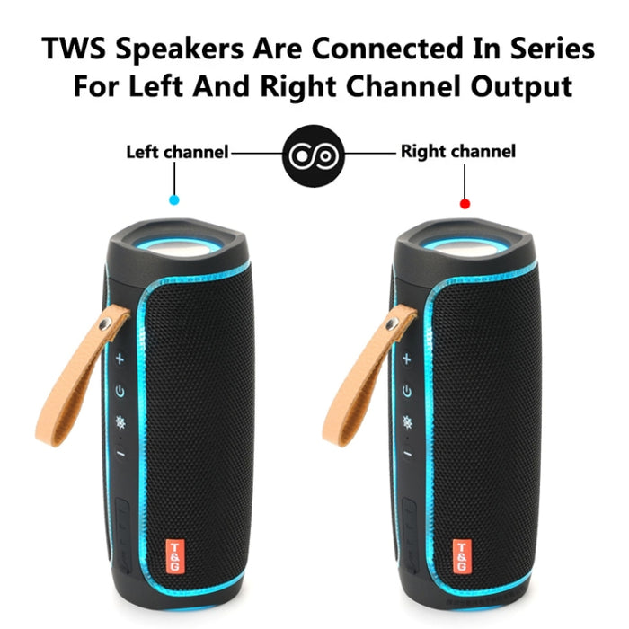 T&G TG287 Luz intermitente LED Altavoz Bluetooth Estéreo inalámbrico portátil Subwoofer bajo FM / TF / USB