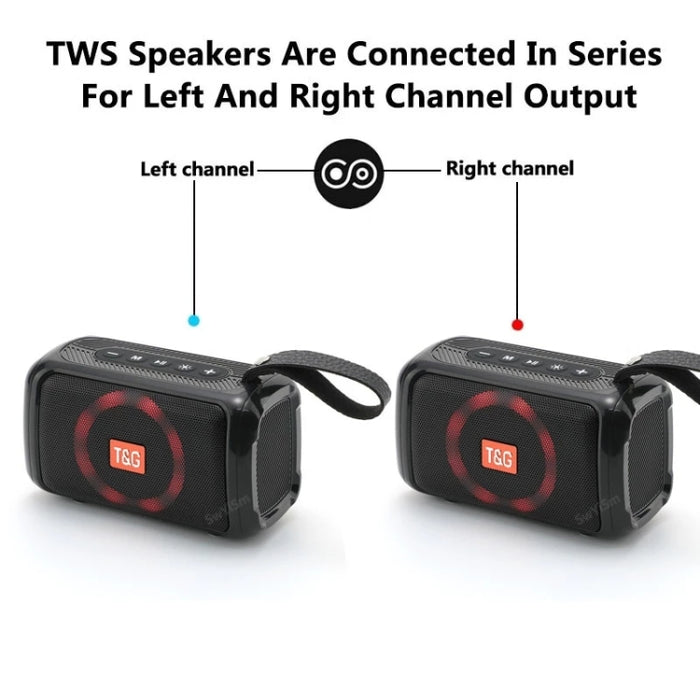 T&G TG193 Altavoz Bluetooth portátil Luz LED Subwoofer impermeable para exteriores Compatible con tarjeta TF / Radio FM / AUX