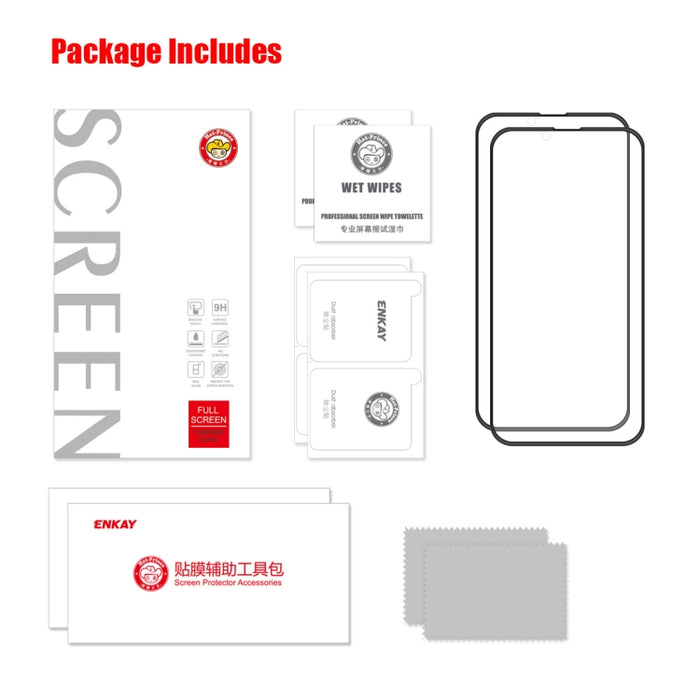 2 uds ENKAY Hat-Prince Anti-drop Full Glue vidrio templado película de pantalla completa Protector anticaída, For iPhone 13 mini (2pcs), For iPhone 13 / 13 Pro(2pcs), For iPhone 13 Pro Max(2pcs)