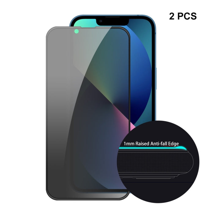 2 uds. ENKAY Hat-Prince, Protector de pantalla de privacidad anticaída de cobertura completa, película de vidrio templado antiespía, For iPhone 13 mini(2pcs), For iPhone 13 / 13 Pro (2pcs), For iPhone 13 Pro Max(2pcs)