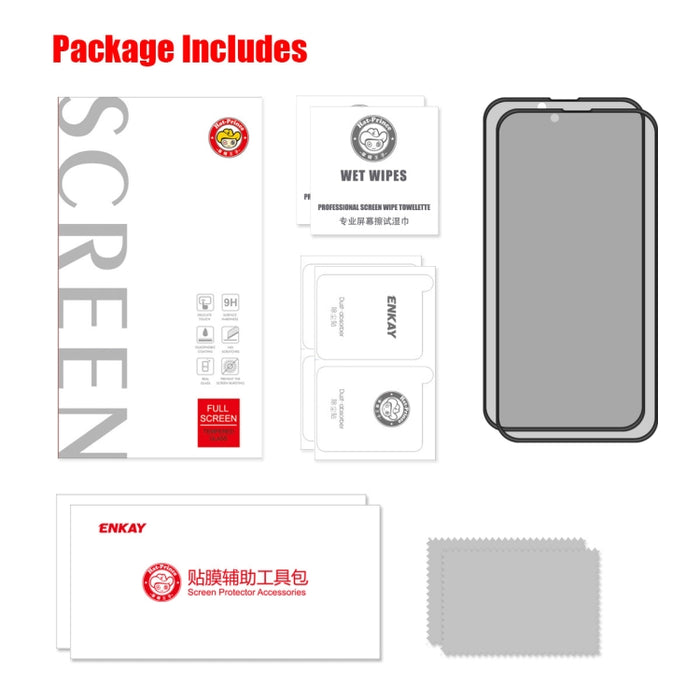 2 uds. ENKAY Hat-Prince, Protector de pantalla de privacidad anticaída de cobertura completa, película de vidrio templado antiespía, For iPhone 13 mini(2pcs), For iPhone 13 / 13 Pro (2pcs), For iPhone 13 Pro Max(2pcs)