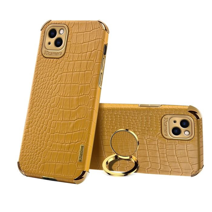 Estuche de cuero con patrón de cocodrilo de TPU electrochapado con soporte para anillo, For iPhone 13 Pro Max, For iPhone 13 Pro, For iPhone 13, For iPhone 13 mini