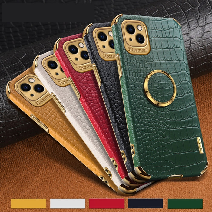 Estuche de cuero con patrón de cocodrilo de TPU electrochapado con soporte para anillo, For iPhone 13 Pro Max, For iPhone 13 Pro, For iPhone 13, For iPhone 13 mini