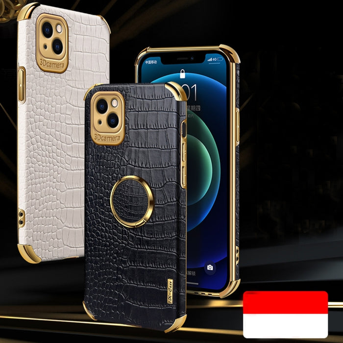 Estuche de cuero con patrón de cocodrilo de TPU electrochapado con soporte para anillo, For iPhone 13 Pro Max, For iPhone 13 Pro, For iPhone 13, For iPhone 13 mini