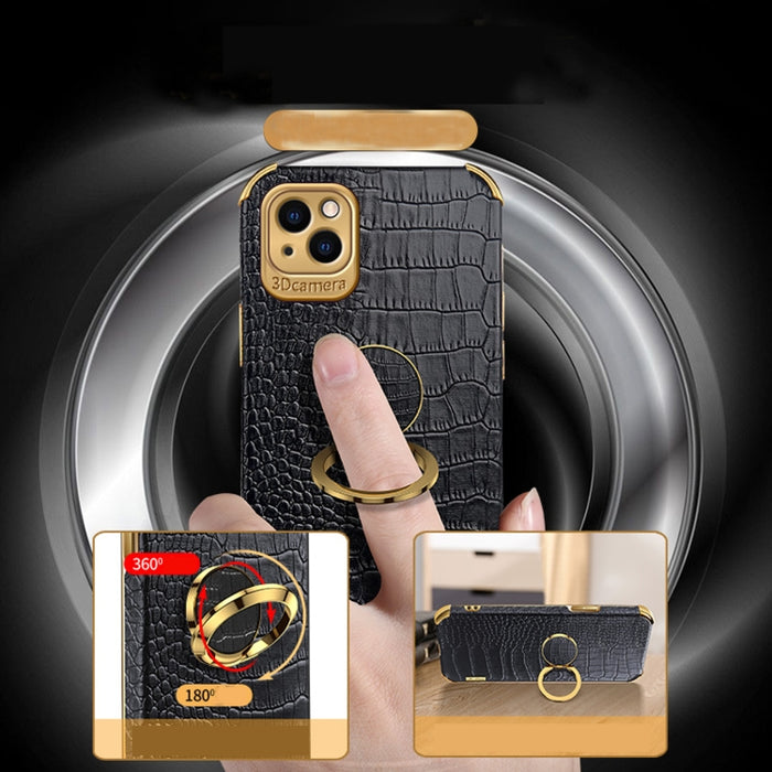 Estuche de cuero con patrón de cocodrilo de TPU electrochapado con soporte para anillo, For iPhone 13 Pro Max, For iPhone 13 Pro, For iPhone 13, For iPhone 13 mini