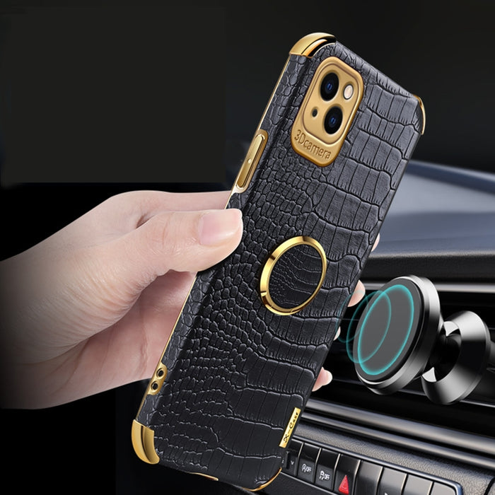 Estuche de cuero con patrón de cocodrilo de TPU electrochapado con soporte para anillo, For iPhone 13 Pro Max, For iPhone 13 Pro, For iPhone 13, For iPhone 13 mini