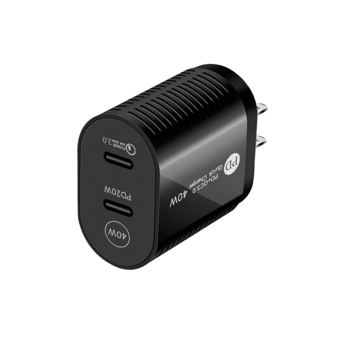 Cargador rápido PD / tipo C de doble puerto de 40 W para la serie iPhone / iPad, enchufe de EE. UU., US Plug