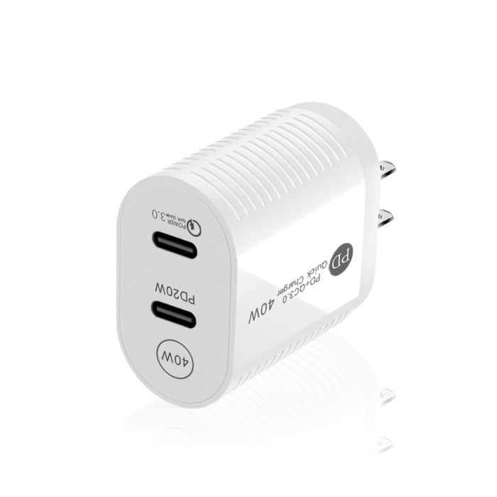 Cargador rápido PD / tipo C de doble puerto de 40 W para la serie iPhone / iPad, enchufe de EE. UU., US Plug